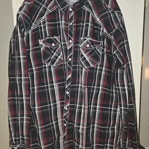 Men's Black and Red Plaid Shirt